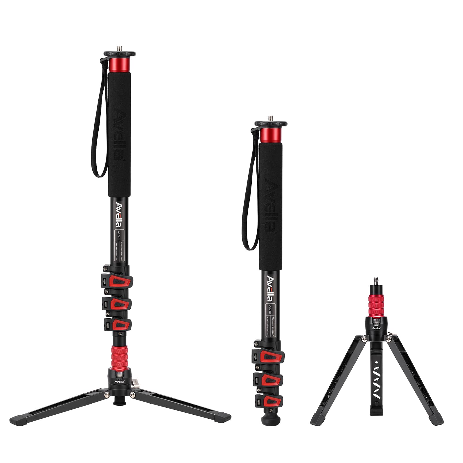 A324D Aluminum 67 Inch Camera Monopod Professional Telescopic Video Monopods Base Tripod for Canon Nikon Sony Olympus Panasonic DSLR Camera Black