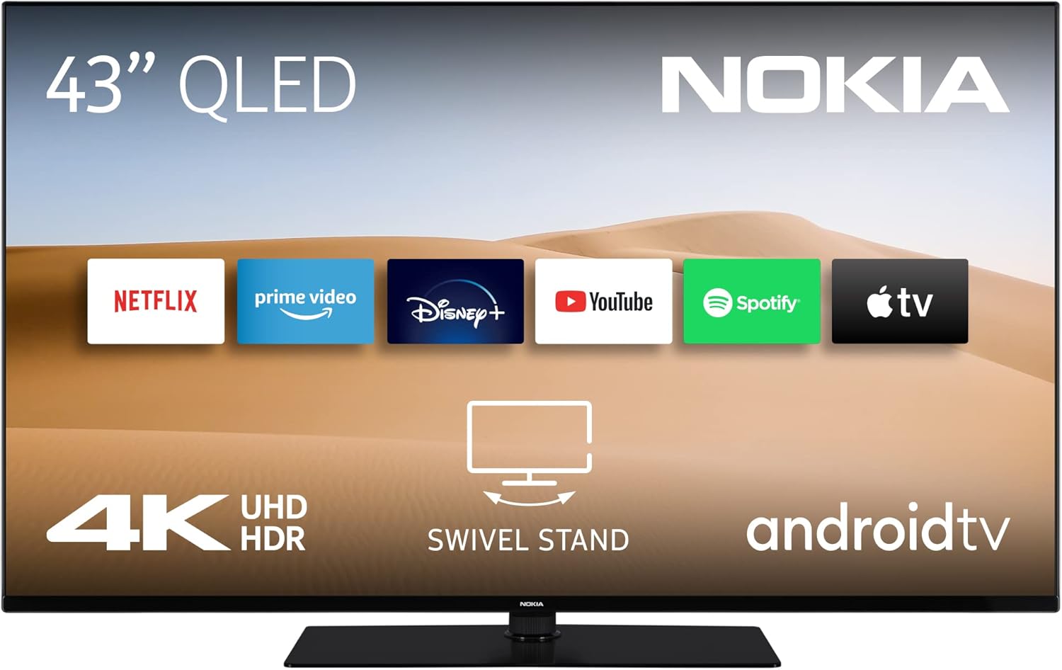 Nokia Smart TV - 43 Pulgadas (108 cm) Android TV (QLED 4K UHD, Dolby Vision, HDR10, DVB-C/S2/T2, Netflix, Prime Video, Disney)