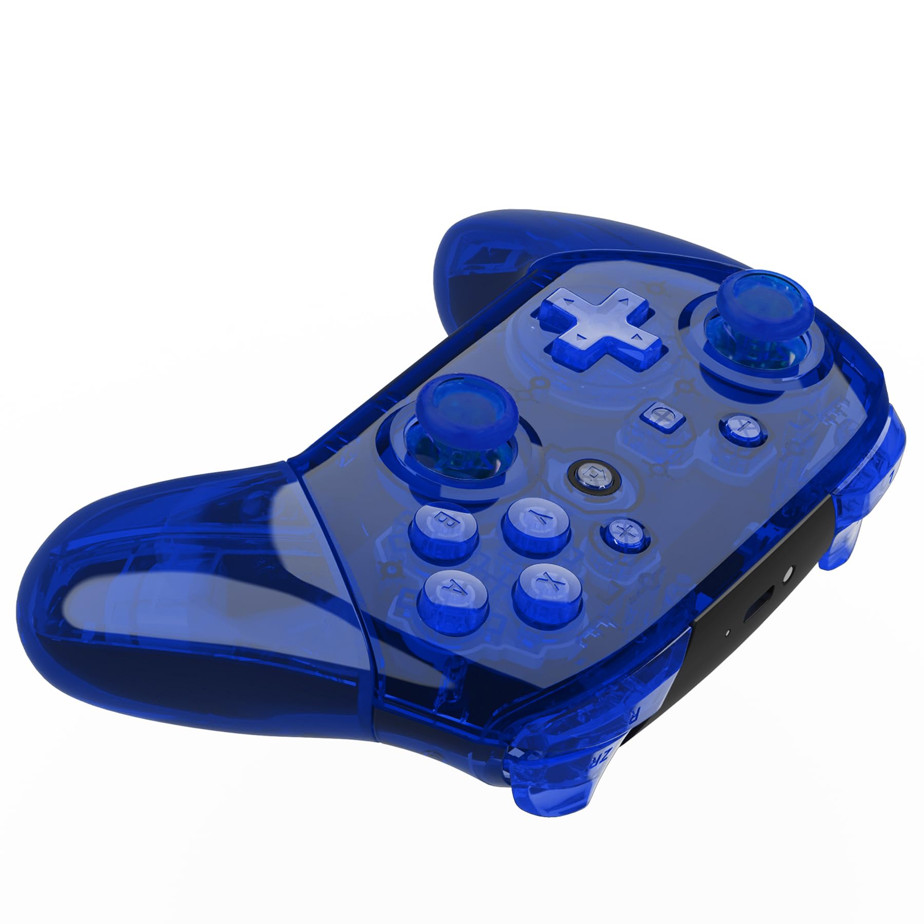 eXtremeRate Cover Custodia Grip Impugnature Guscio Case Scocca Ricambio per Nintendo Switch Pro Controller Joystick,Senza Controller-Trasparente Blu