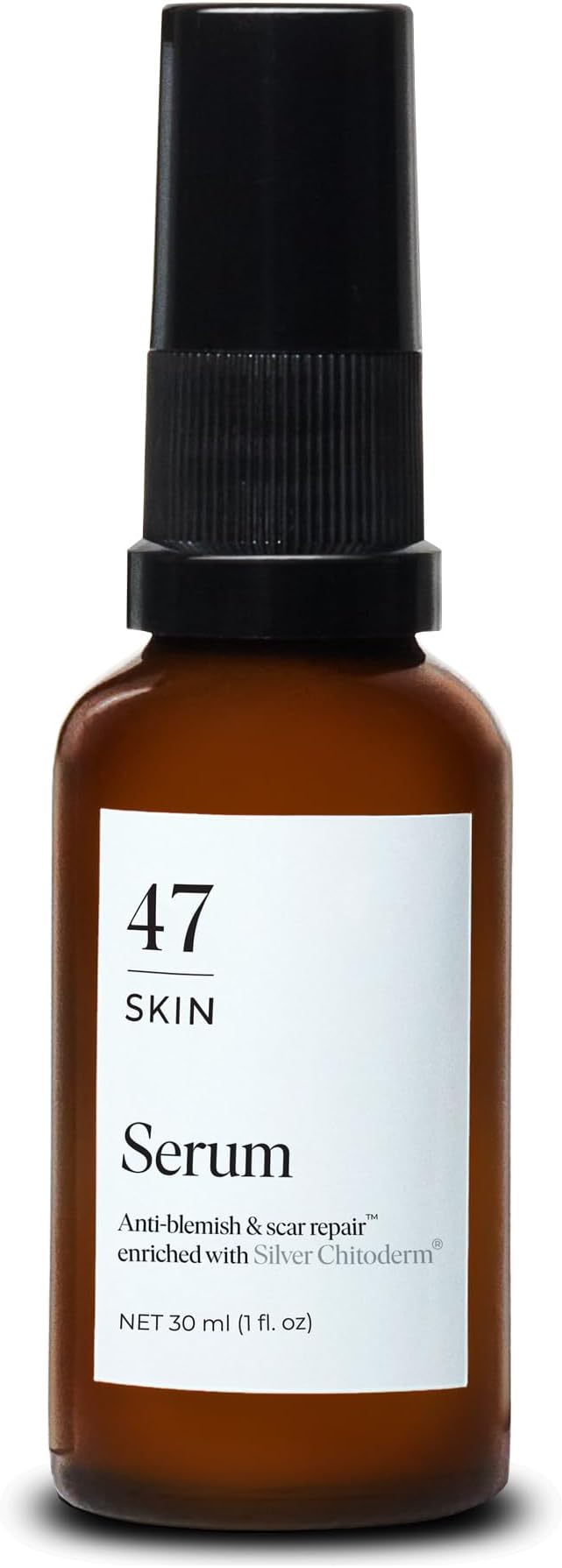 - 47 Skin | Hydrating Face Serum with Silver Chitoderm for ALL Skin Types | Clears Acne, Prevents & Heals Breakouts & Blemishes, Repairs Scars | Moisturises and Nourishes For Smooth Skin | 30ml