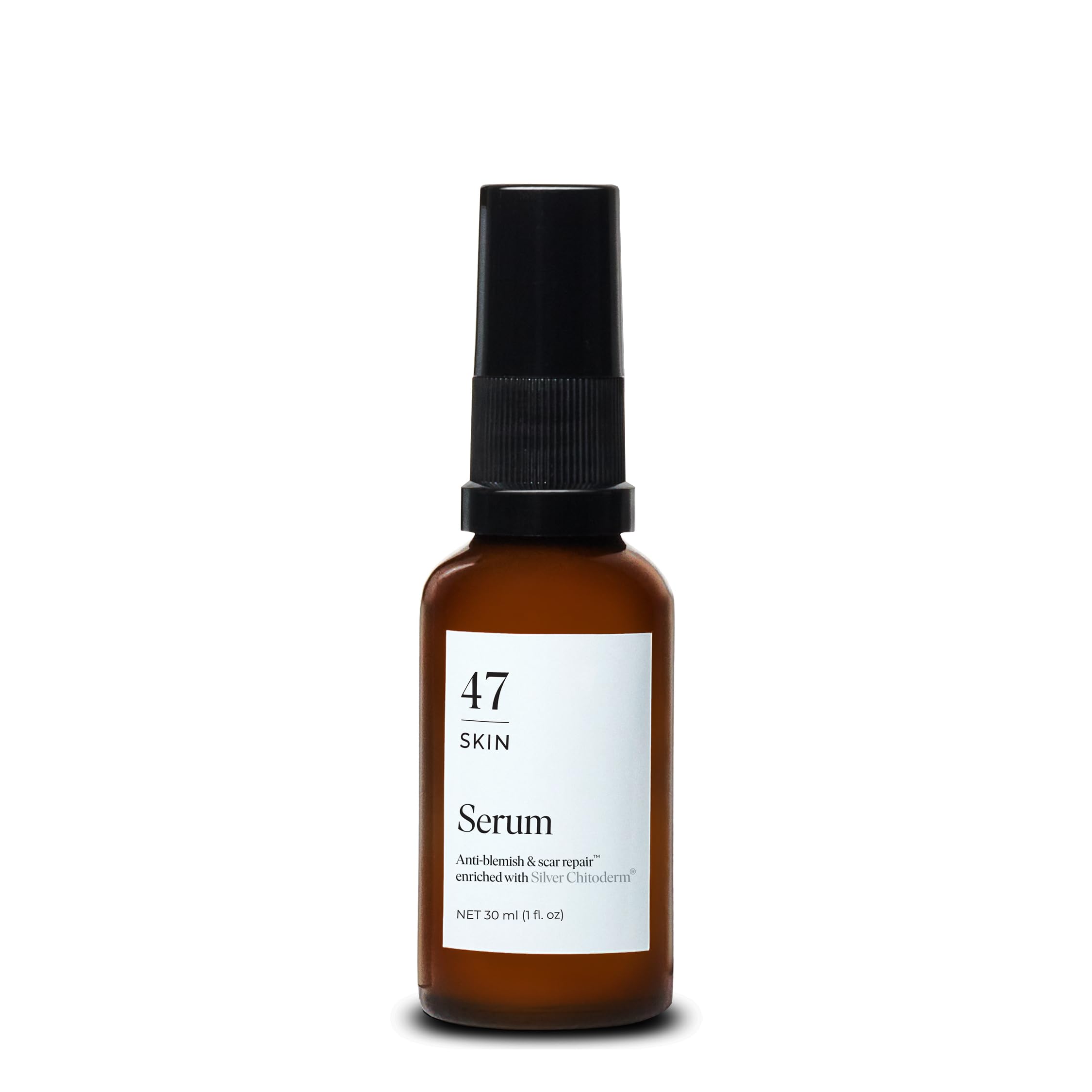 47 SkinHydrating Face Serum with Silver Chitoderm for ALL Skin Types | Clears Acne, Prevents & Heals Breakouts & Blemishes, Repairs Scars | Moisturises and Nourishes For Smooth Skin | 30ml