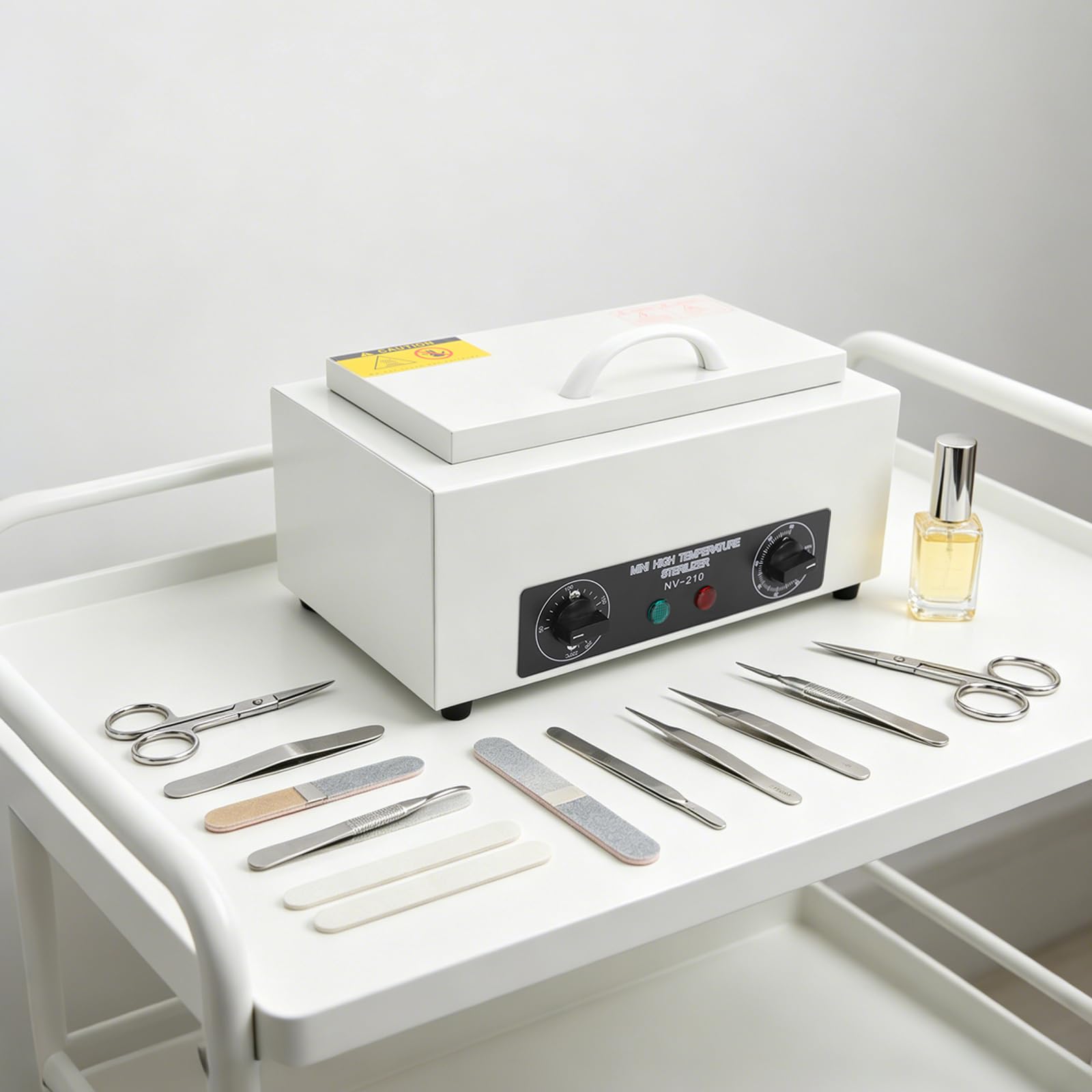 Stérilisateur à haute température, 300 W, 2 l, stérilisateur à air chaud, réglage de la température de 220 °C, stérilisateur à chaleur sèche avec minuterie de 0 à 60 minutes pour une utilisation à la