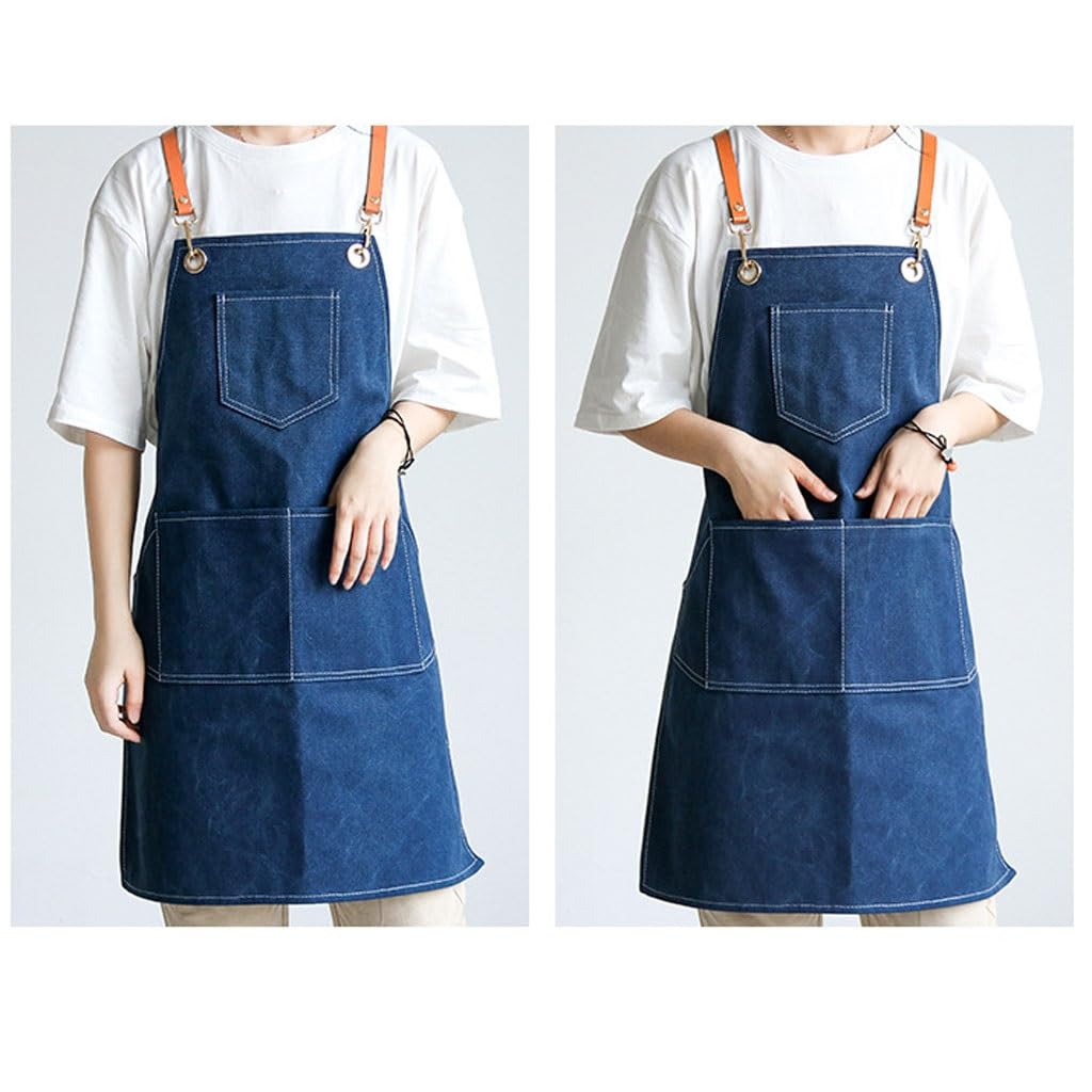 Delantal de Cocinero Delantal vaquero de lona, ​​manicura y peluquería personalizada, jardinería, tienda de té con leche, barista, ropa de trabajo de peluquero Delantales para Cocinar