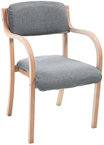 Sillas de comedor de madera maciza con brazos, silla de cocina tapizada, sillón con respaldo, moderno, oficina, ocio, recepción, cafetería, reposabrazos, carga máxima de 150 kg (color: gris claro)