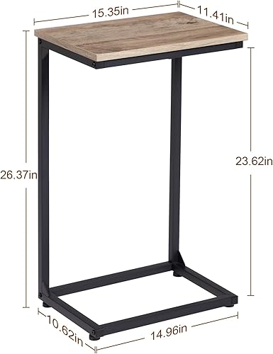 Miniatura 6 de AMHANCIBLE Juego de 2 mesas auxiliares en forma de C, juego de 2 mesitas de noche, mesas auxiliares pequeñas, sala de estar con estación de carga