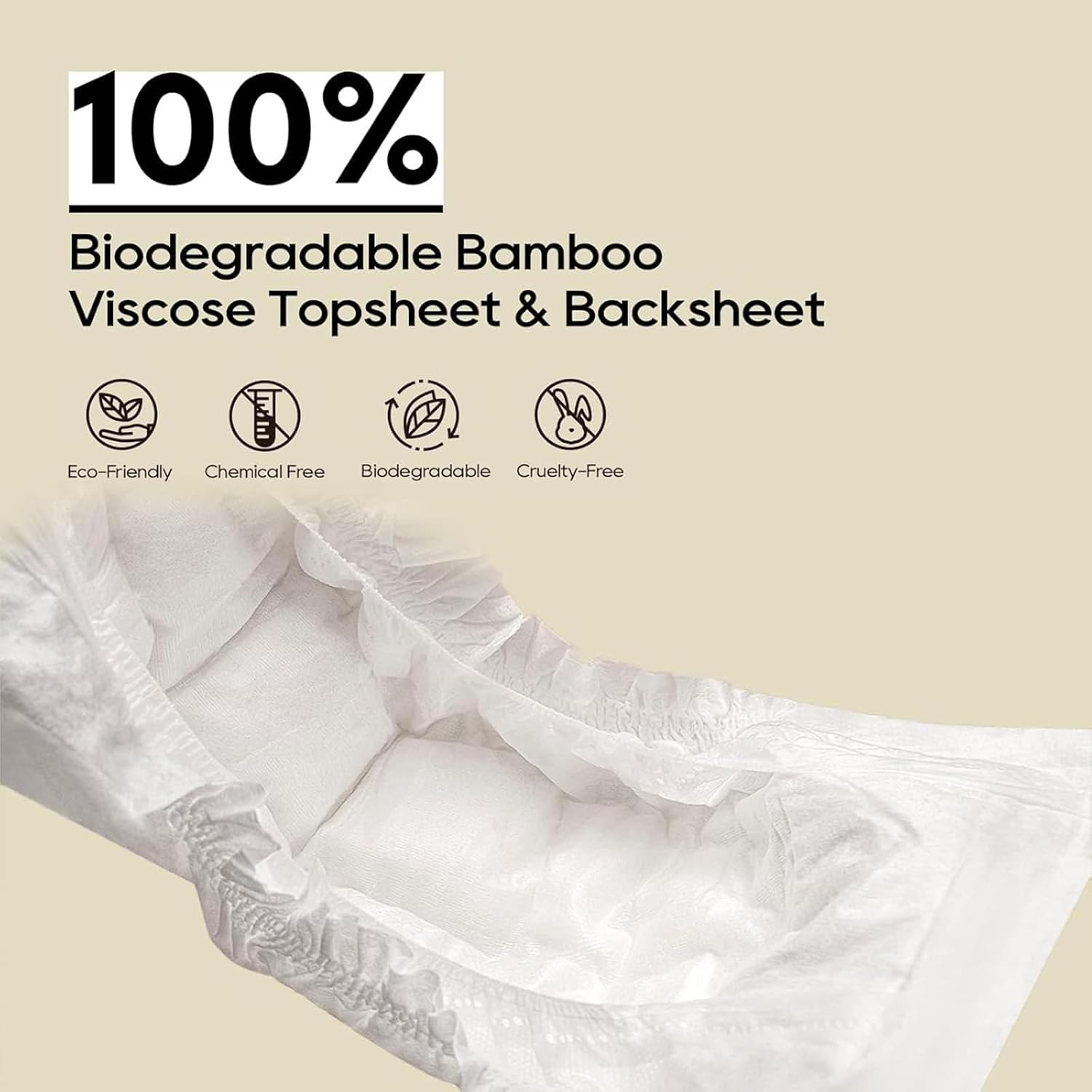 ECO BOOM Bamboo Viscose Disposable Baby Diapers, Natural Soft Infant Nappies, Size 1/XS, up to 10 lbs, White, 80 Count - Image 3