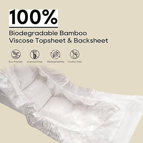 Miniatura 3 de ECO BOOM Pañales desechables de viscosa de bambú, pañales infantiles suaves naturales, tamaño 1/XS, hasta 10 libras, blanco, 80