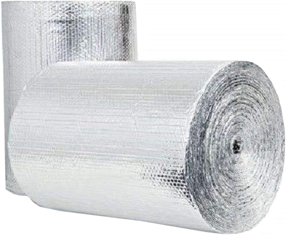 Double Bubble Reflective Foil Insulation Poly-Air Foam Core Radiant Barrier Film Heat Blocker Heat Guard No Tear for Winter Summer Weatherproof Attics Windows Garages RV's Ducts Barns ETC (4ft x 10ft)