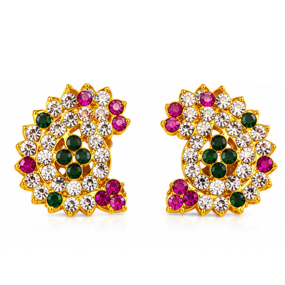 Smartchoice Small Devatha Vigraha Chevipogulu|Ammavari Chevipogulu|Vigraha Kammal|Bhagwan Ke JhumkeMandir Jewellery|Karna Patkam (Ear Set) for All Gods and Godness Earing for God|Deity Earrings-013-image-24