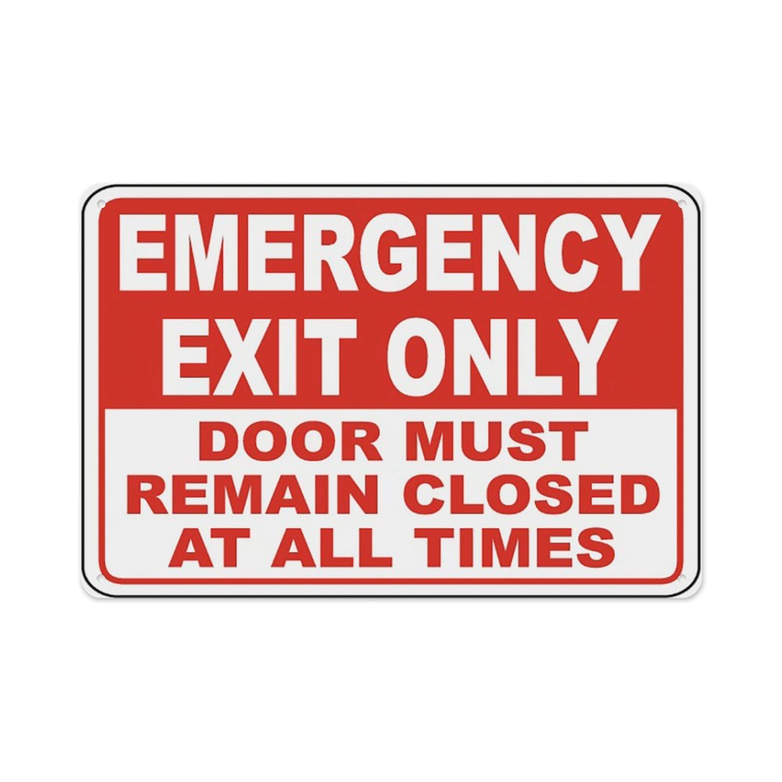 peiyeety Emergency Exit Must Remain Closed Sign Aluminum Tin Warning Signs For Home Outdoor Garden 12X16 Inches