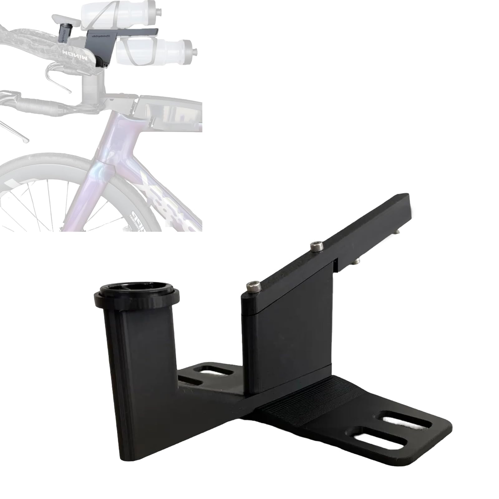 Double BTA Water Bottle Holder for Triathlon & Ironman, Lightweight ABS CF Mount, Adjustable Angle & Height, Easy Install, Multi-Option Cockpit Compatible (Upgrade)