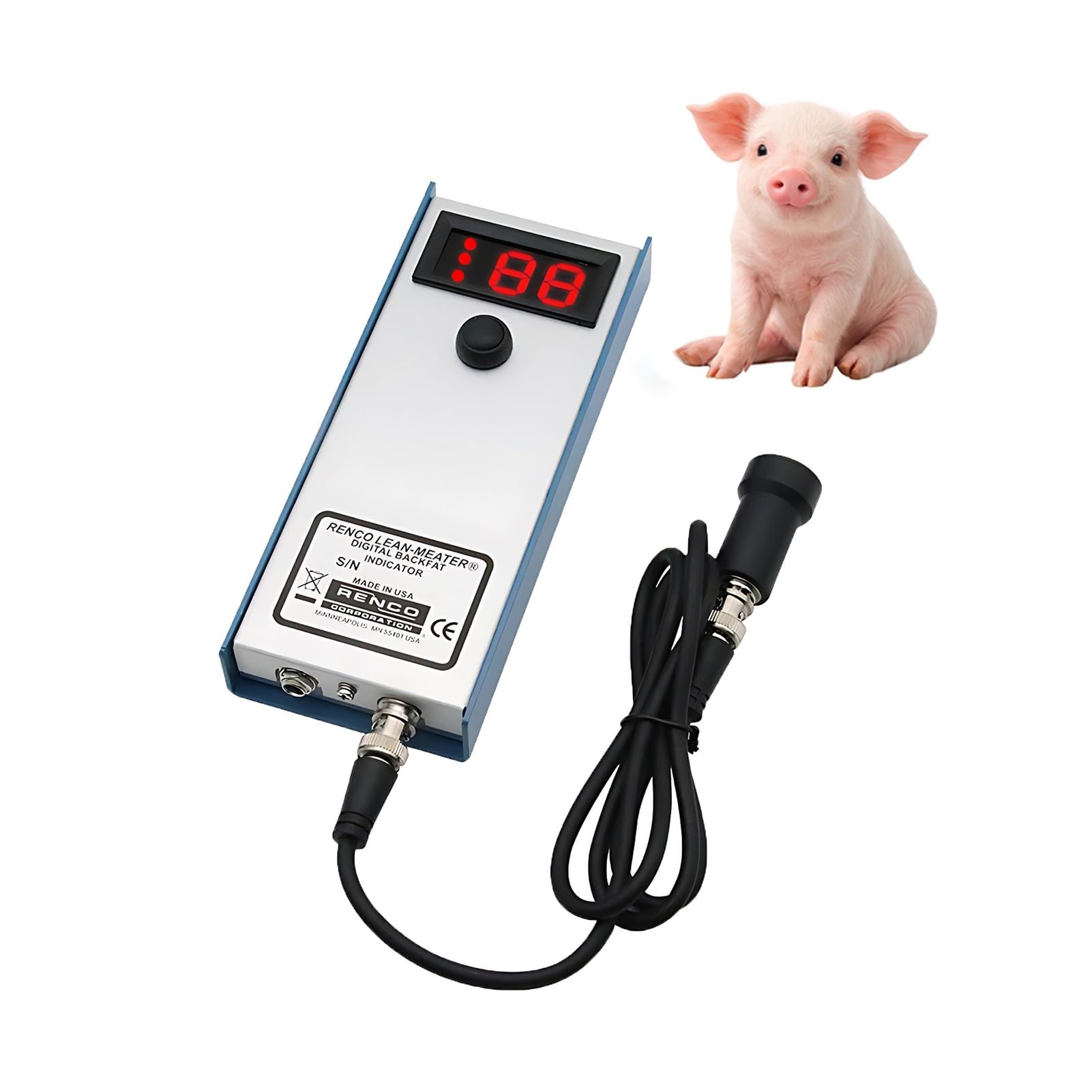 Miernik Tłuszczu Świń Lochy 4-35mm - Tester Grubości Słoniny Wieprzowej Przenośny 1kg, Monitor Cyfrowy Precyzja ±1mm Ekran LED Odczyt 10s Hodowla Trzody Chlewnej
