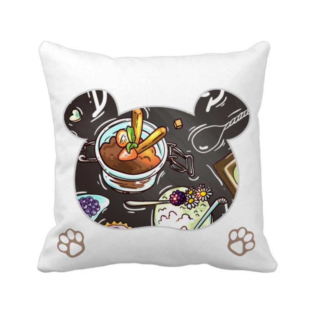 Housse de coussin carrée motif ours en chocolat en textile haut de gamme