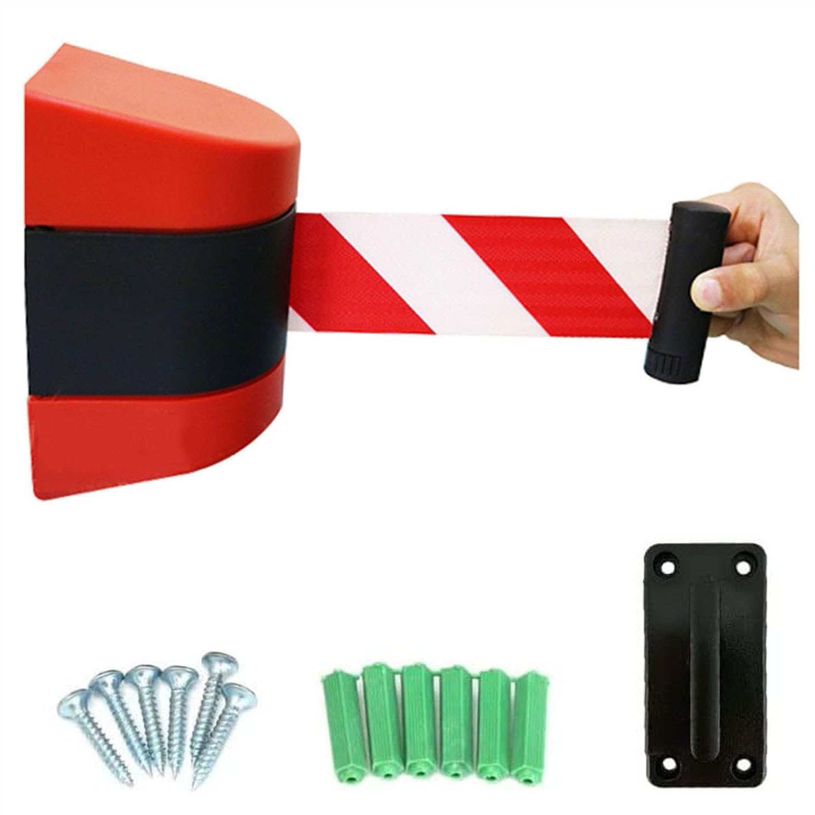 CAIFEXUE Red Wall Mount Retractable Belt Barrier,2/3/5/10M Optional,Queuing Safety Tape Cordon with Mounting Accessories,for Playground Park Hotel Crowd Control/a/10M/32Ft