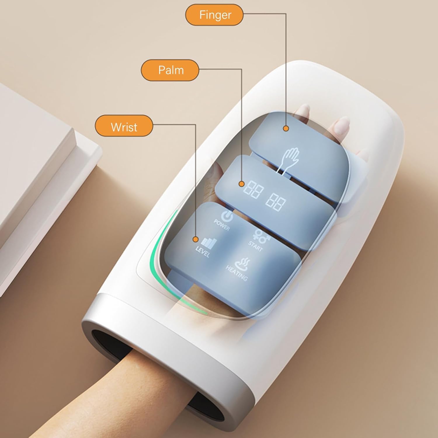 Massaggiatore Manuale Senza Fili, Guanti Massaggianti Con Funzione Di Compressione E Riscaldamento, 3 Modalità Di Massaggio, 3 Livelli Di Intensità, Design Ricaricabile Da 1800 MAh, Per Artrite