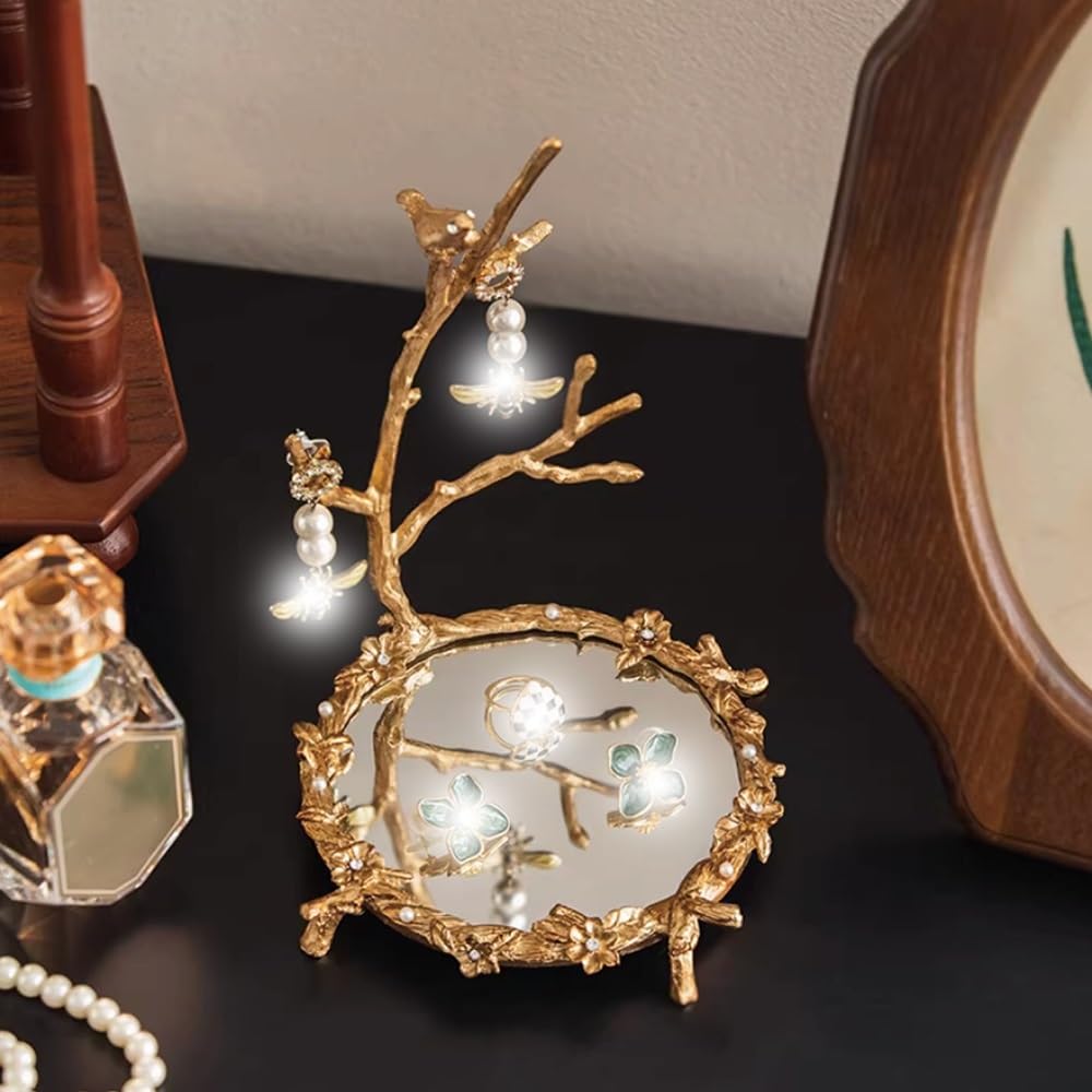 Wieża Biżuteryjna Stojak na biżuterię w stylu vintage ze złotego drzewa, uchwyt naszyjnik Uchwyt