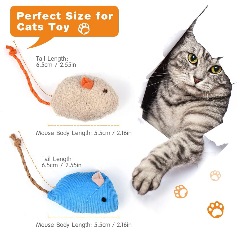 Adiwo Set di 9 Giocattolo per Topi per Gatti, Gatto Mouse Giocattoli, Topo di Peluche Giocattolo con Erba Gatta, Giocattolo di Erba Gatta Interattivo per Pulizia dei Denti, Coccolare e Giocare