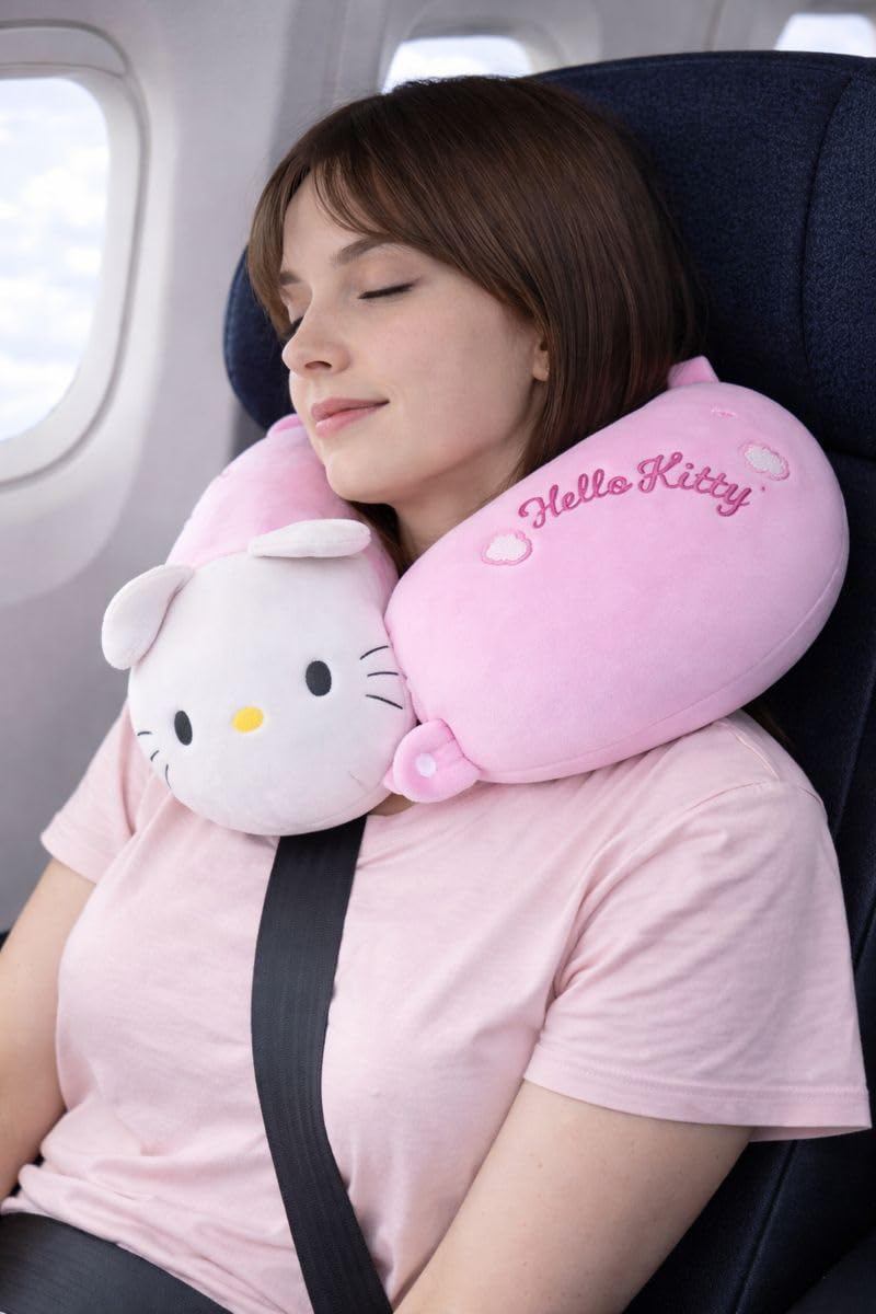 UPUNITOZ Travel Neck Pillow for Women – Plush U-Shaped Support Cushion with Unicorn Fiber Filling, Soft & Comfortable Head and Neck Pillow for Car, Flight & Train – Color-Light Pink