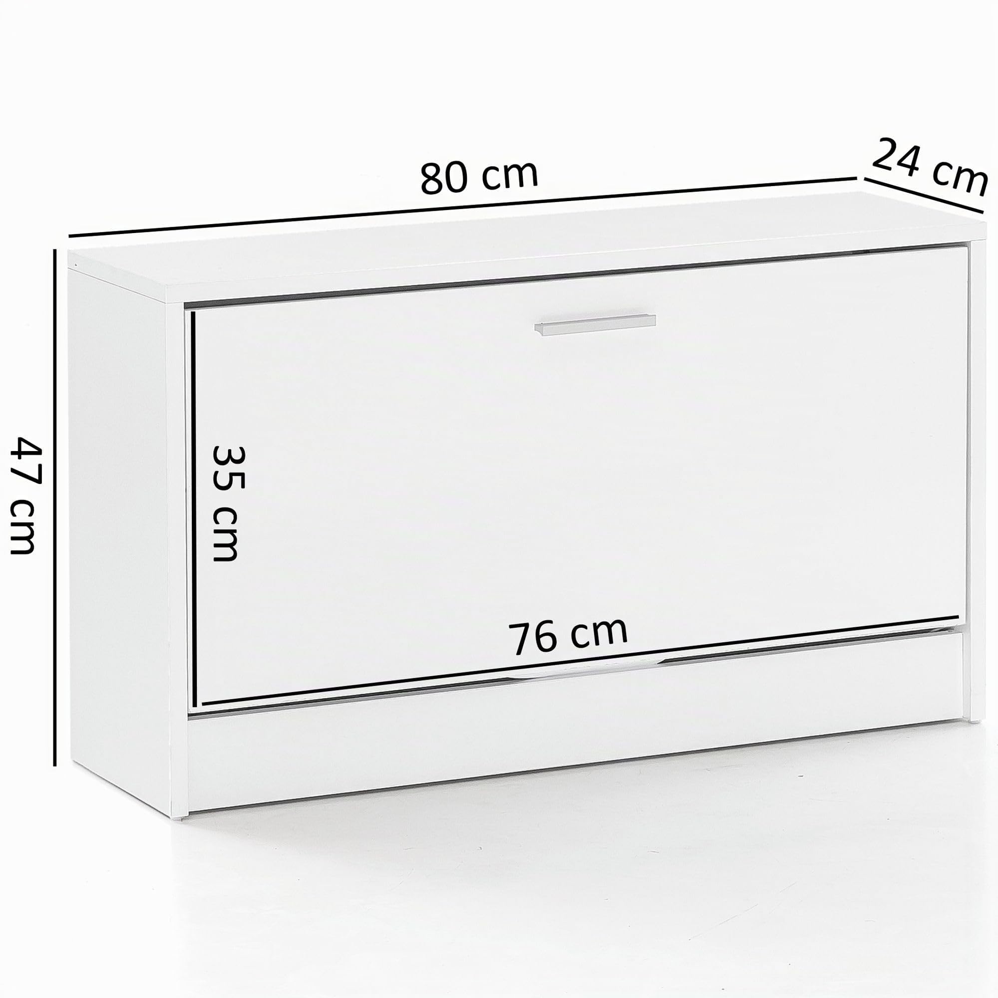 WOHNLING Zoey con Seduta Scarpa Bianca Scarpetta Legno 80 x 47 x 24 cm | Disimpegno Bank Piccolo Chiuso | Panca corridoio Stretto con Spazio di archiviazione