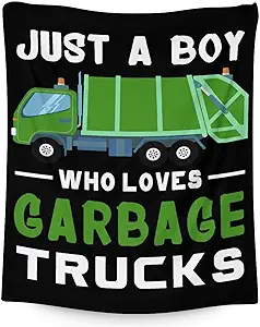 Mercuryelf Garbage Truck Blanket Gift - 30x40 Inches Funny Throw Blankets for Kids - Black Soft, Fuzzy & Warm Throws for Lap, Crib