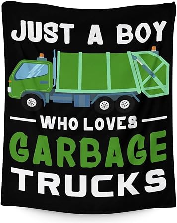Mercuryelf Garbage Truck Blanket Gift - 30x40 Inches Funny Throw Blankets for Kids - Black Soft, Fuzzy & Warm Throws for Lap, Crib