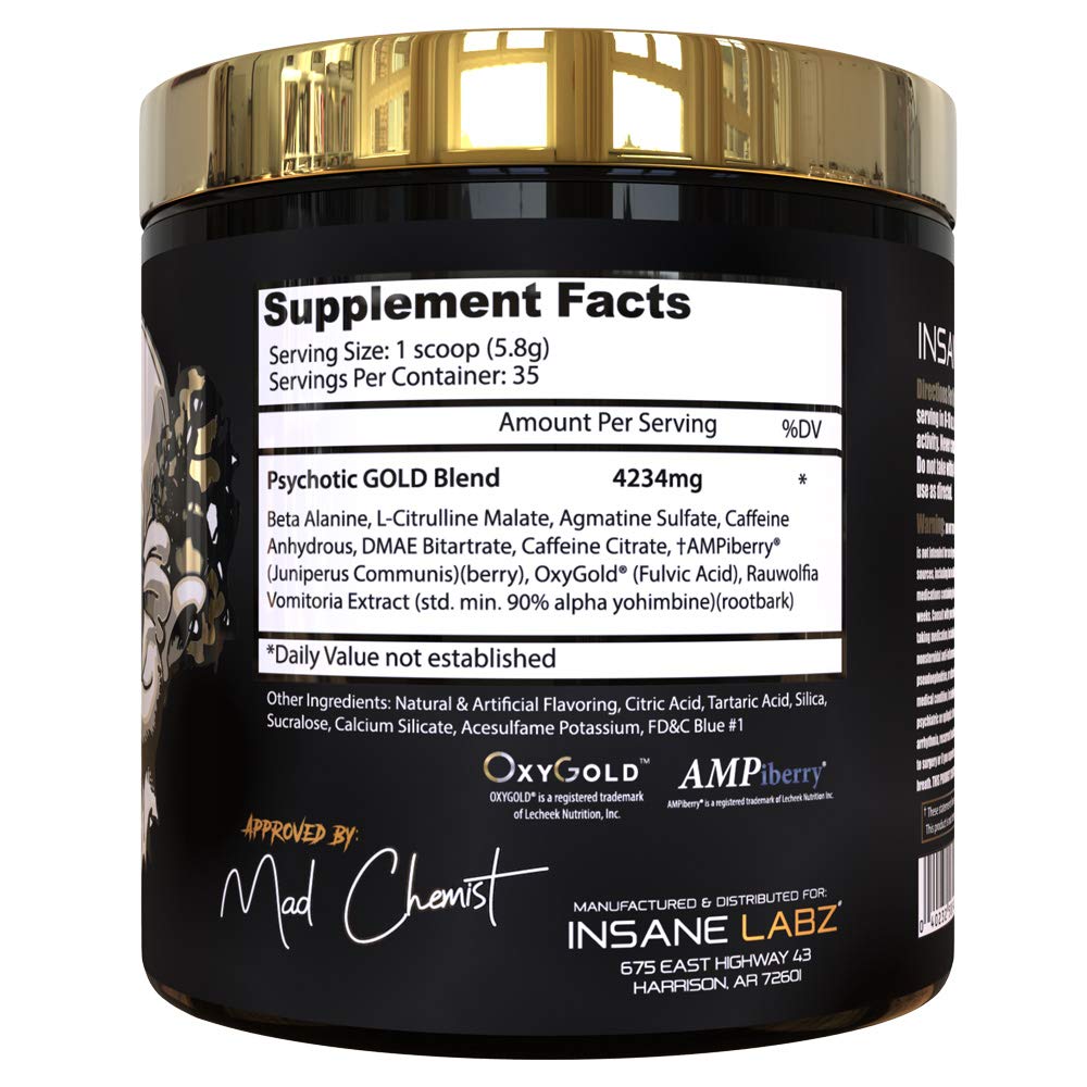 Buy Insane Labz Psychotic Gold, High Stimulant Pre Workout Powder