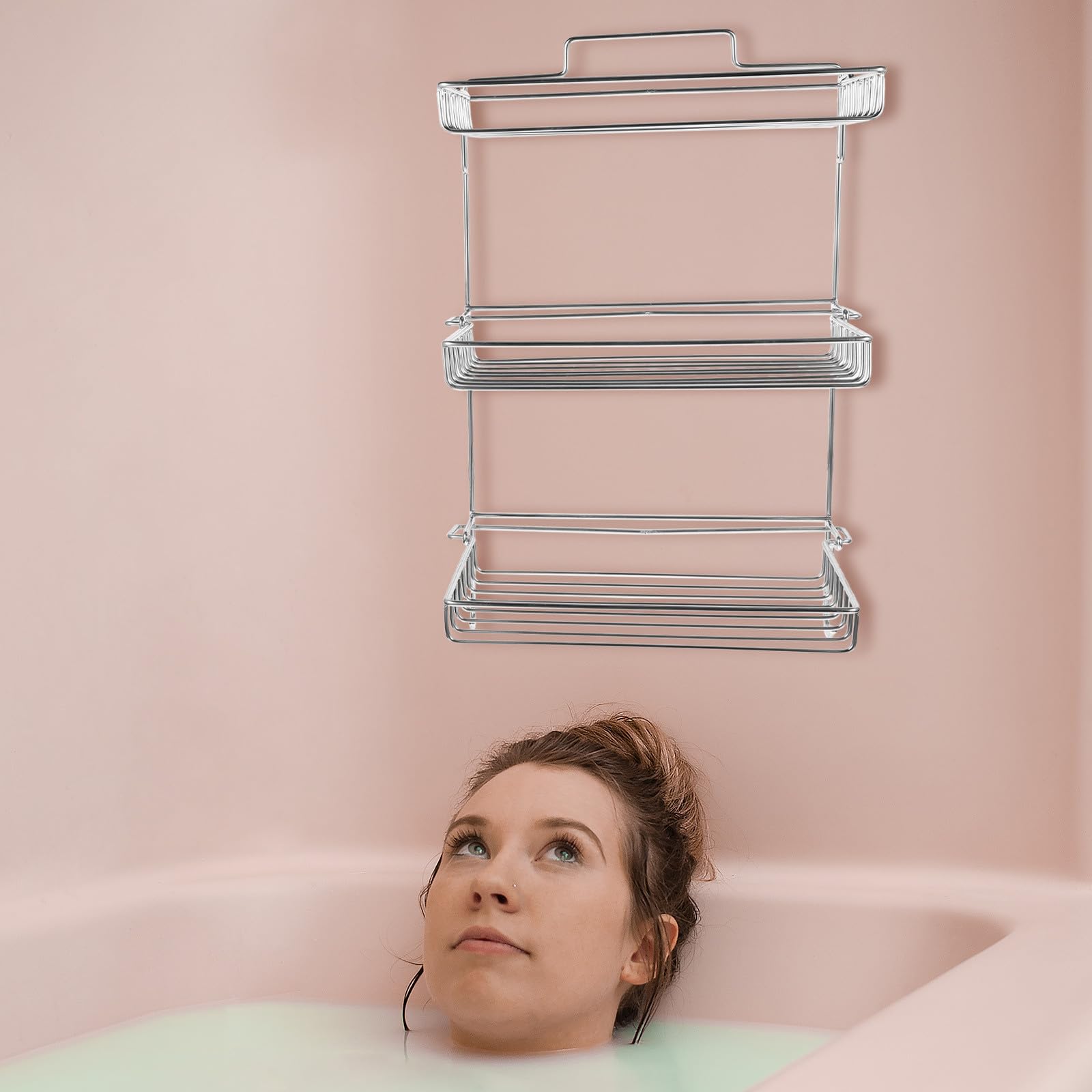 VALICLUD Estante de Ducha para Organizar Productos de Baño de Acero Inoxidable Plegable y Colgar Accesorios Pared con Gancho y Adhesivo sin Taladro