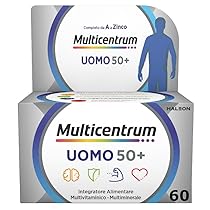 Multicentrum Uomo 50+ Integratore Alimentare Multivitaminico Completo, con Vitamina D3, Supporto Contro la Stanchezza per Uomini oltre 50 anni, 60 Compresse