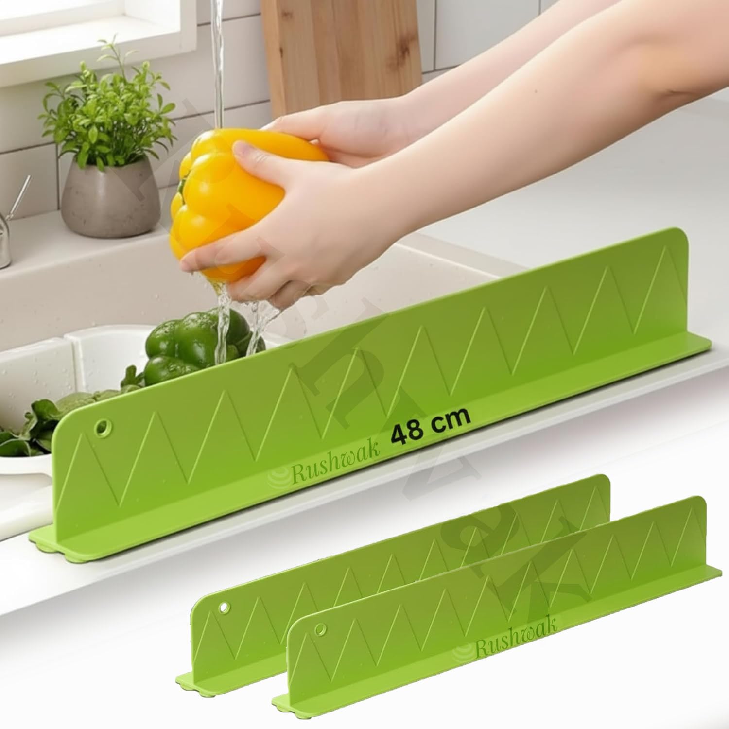 Rushwak 2PCS X 48CM Silicone Sink Splash Guard in Kitchen Sink Water Splash Guard with Strong Suction Cups Waterproof Countertop & Stove Protector Flexible Anti Splash Baffle for Kitchen & Bathroom-image-29