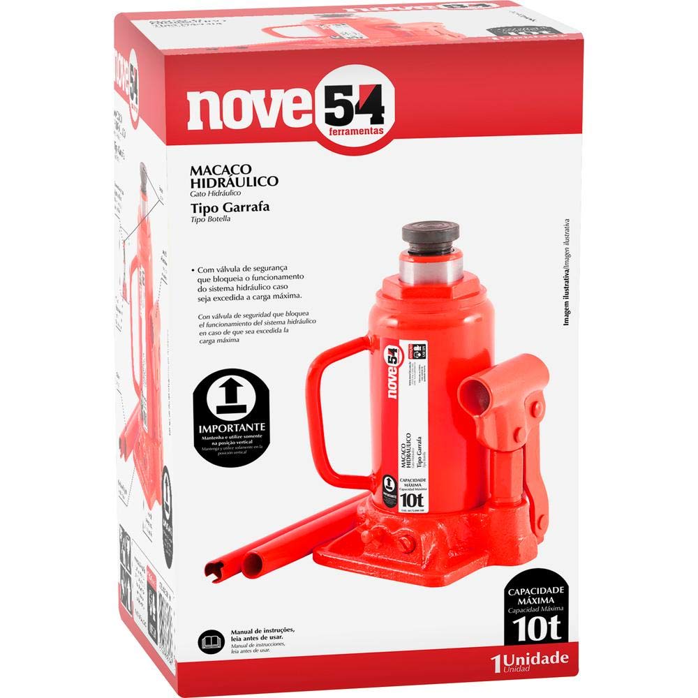 Nove54, Macaco Hidráulico Tipo Garrafa, 10 Toneladas (10 Tf