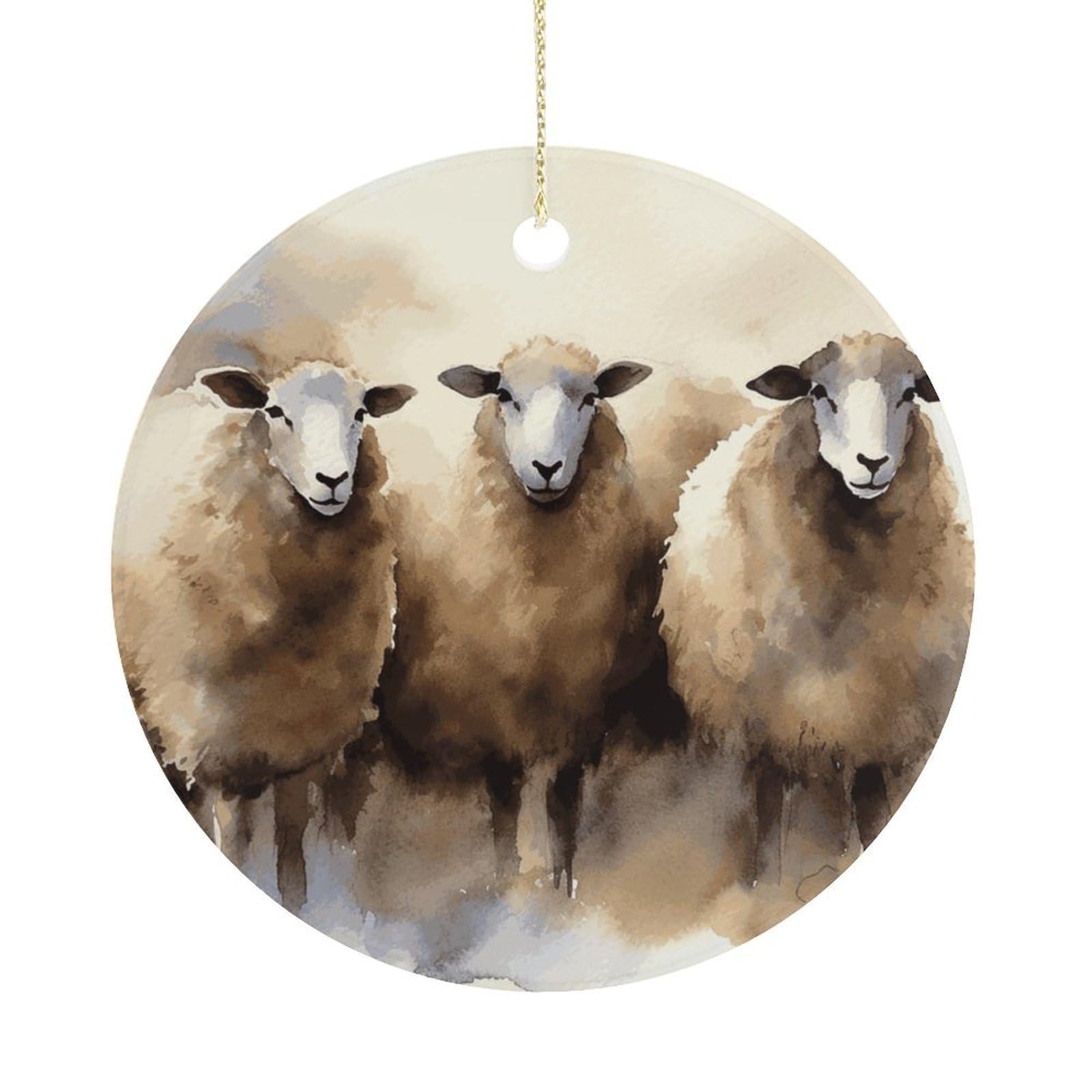 Adfgyerh Women's Style Sheeps Watercolor Hanging Ceramic Ornaments, Christmas Tree Decorations, Funny Home Decor Gifts For Sisters & Work Best Friends