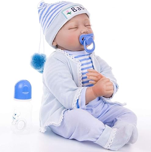 Miniatura 3 de Reborn Boy Baby Dolls Ropa de 20-23 pulgadas Muñeca Reborn Azul Conjunto de regalo de 4 piezas
