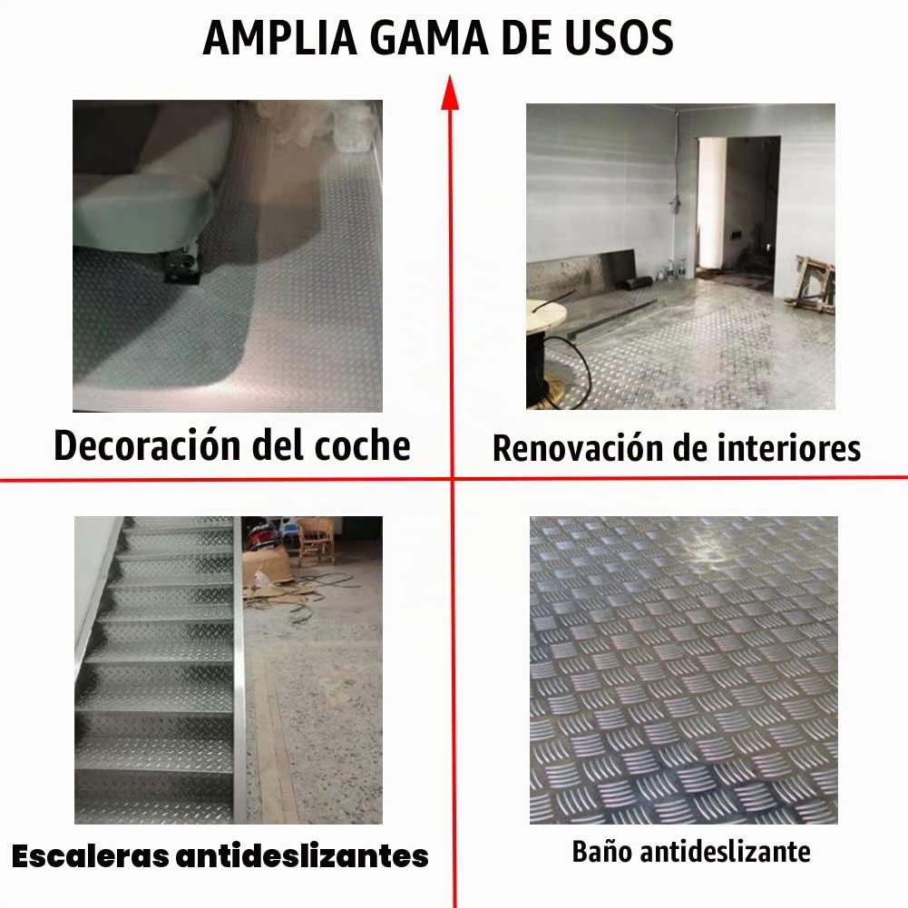 Chapa de Aluminio, diseño de Productos de construcción Placa de Aluminio Antideslizante tratable térmicamente y Resistente a la corrosión,3 * 500 * 500mm