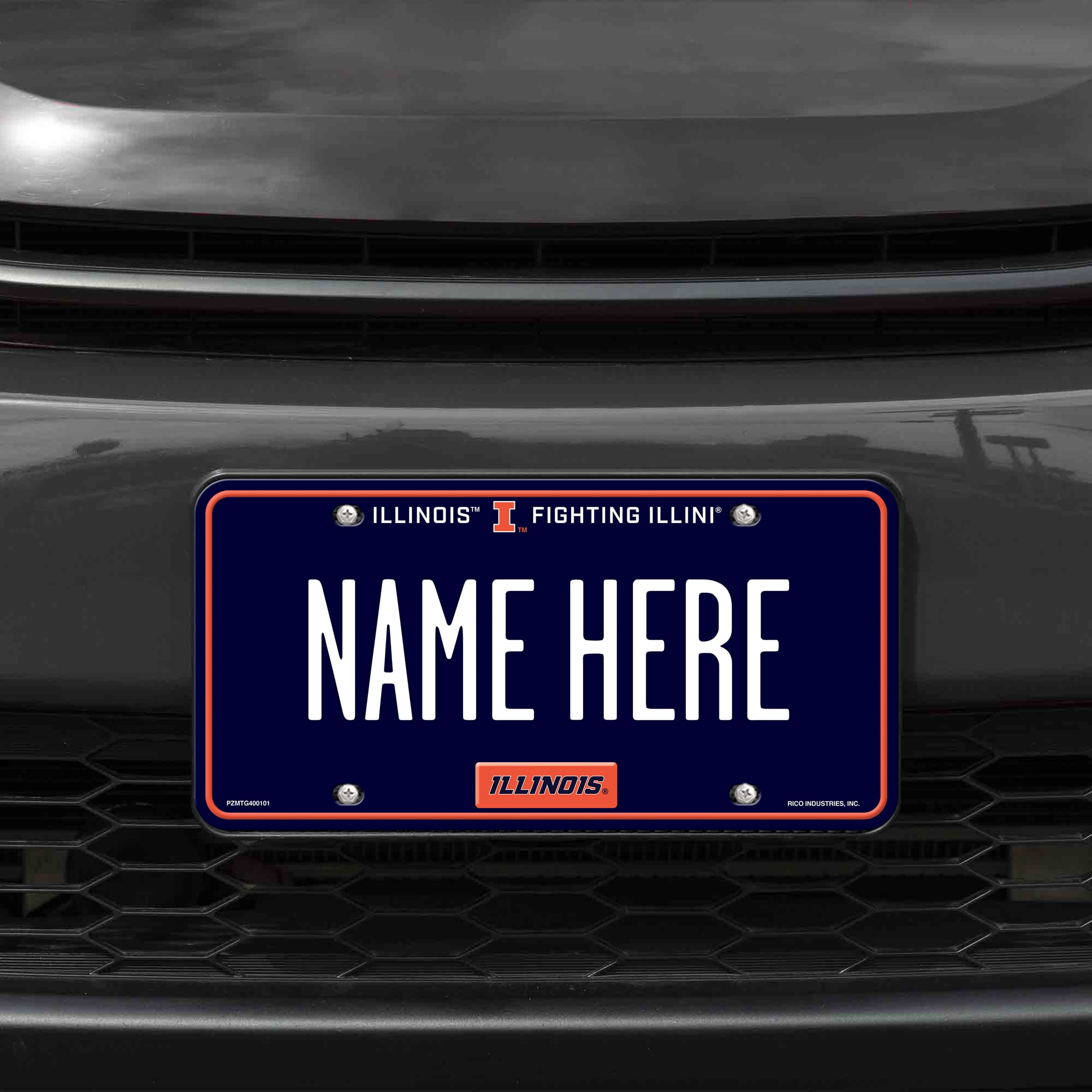 Rico Industries NCAA Illinois Fighting Illini Personalized Metal Auto Tag 8.5