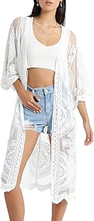 Bsubseach Cardigã de Malha para Mulheres Biquíni de Praia Kimono Aberto na Frente Cover Ups Roupa de Verão