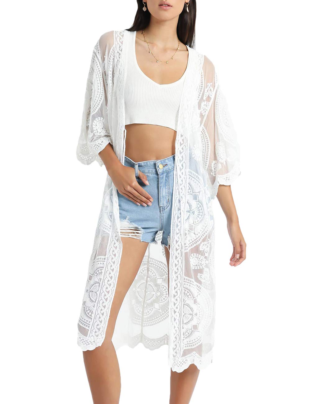 Bsubseach Cárdigan Tipo Kimono para Mujer Sexy con Frente Abierto para la Playa