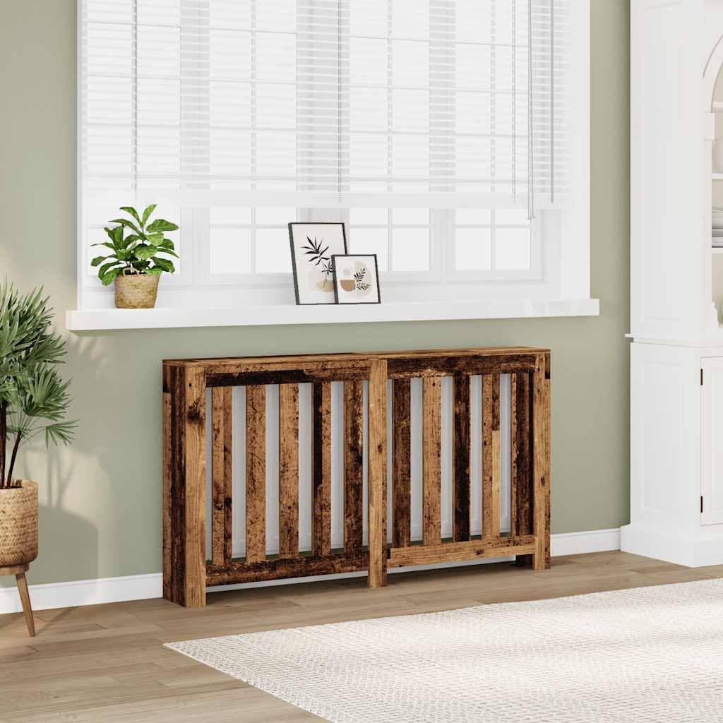 Revestimiento para radiadores de aspecto de madera vieja, 149 x 20 x 82 cm, material de madera con diseño de lamas, práctico estante para salón, fácil de limpiar, duradero, adecuado para