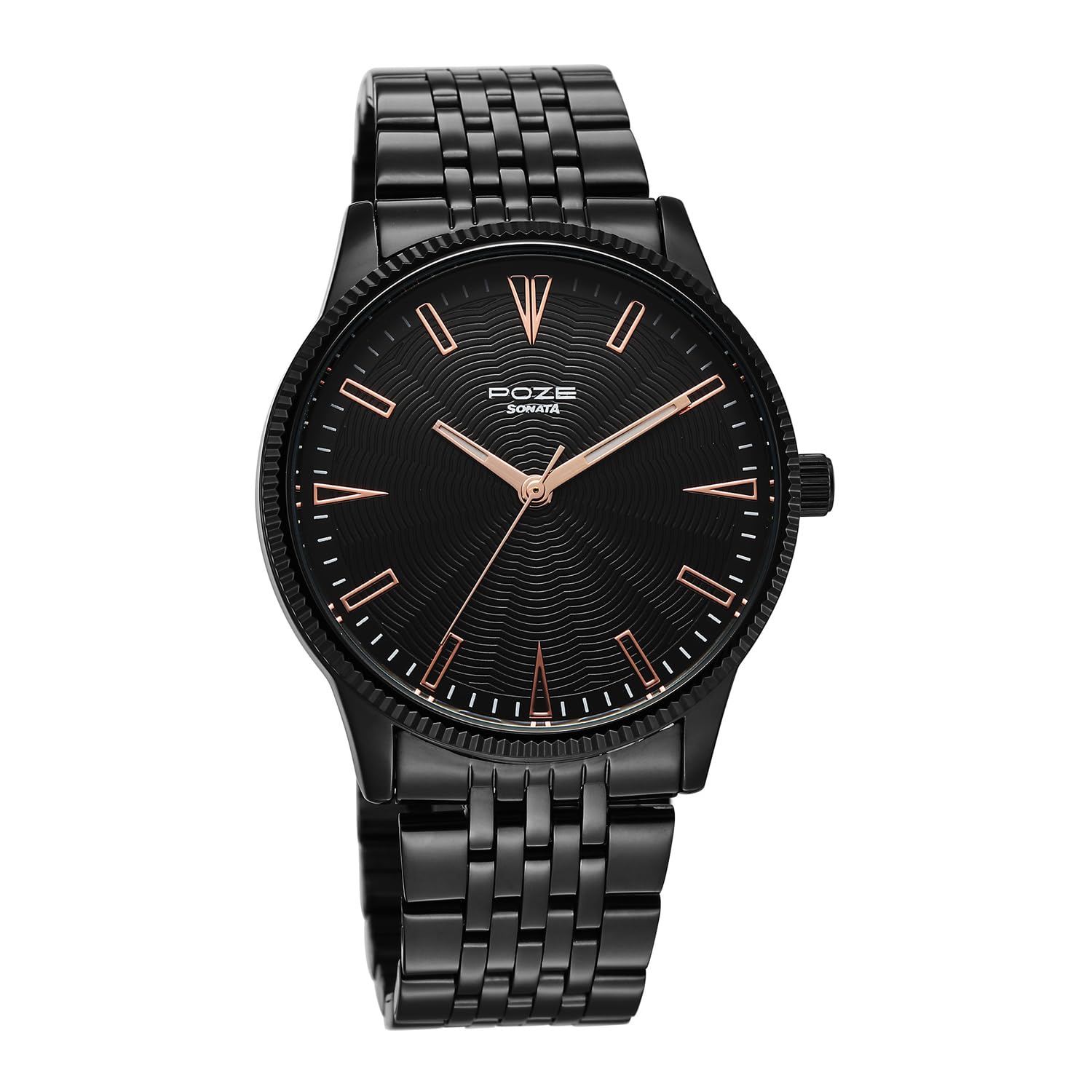 Sonata Poze 8 Quartz Analog with Black Dial IP Black Stainless Steel Strap Watch for Men - SP70109NM01W-image-26