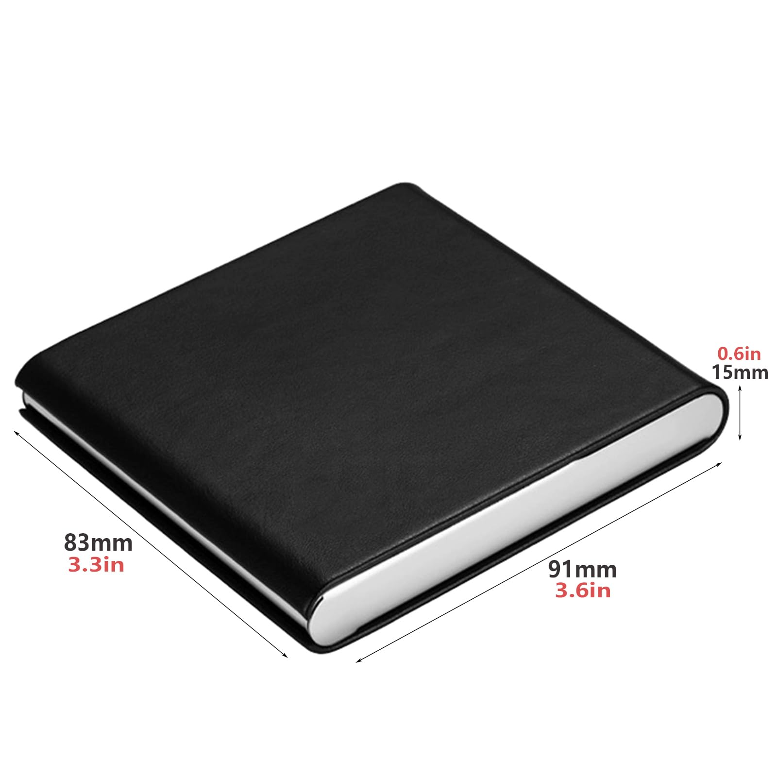 Portasigarette Uomo in Pelle, Extra Slim Portasigarette in Acciaio Inossidabile, per 10 84mm Sigarette Black,One Size