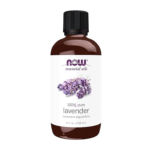 NOW Essential Oils, Lavender Oil, Soothing Aromatherapy Scent, Steam Distilled, 100% Pure, Vegan, Child Resistant Cap, 4-Ounce