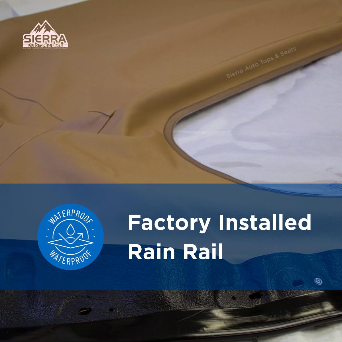 Close-up of the DOT-approved plastic rear window on the convertible top