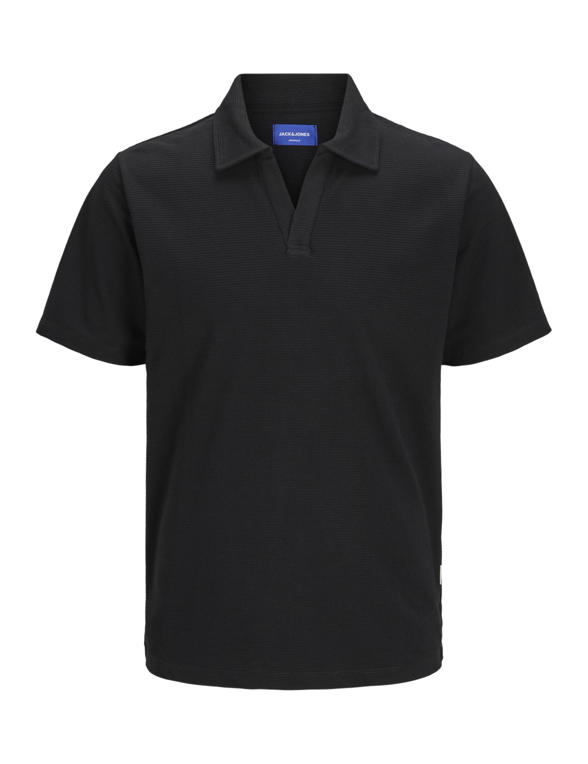 JACK & JONES Men's Joralmeria Texture Polo SS, Black, XS