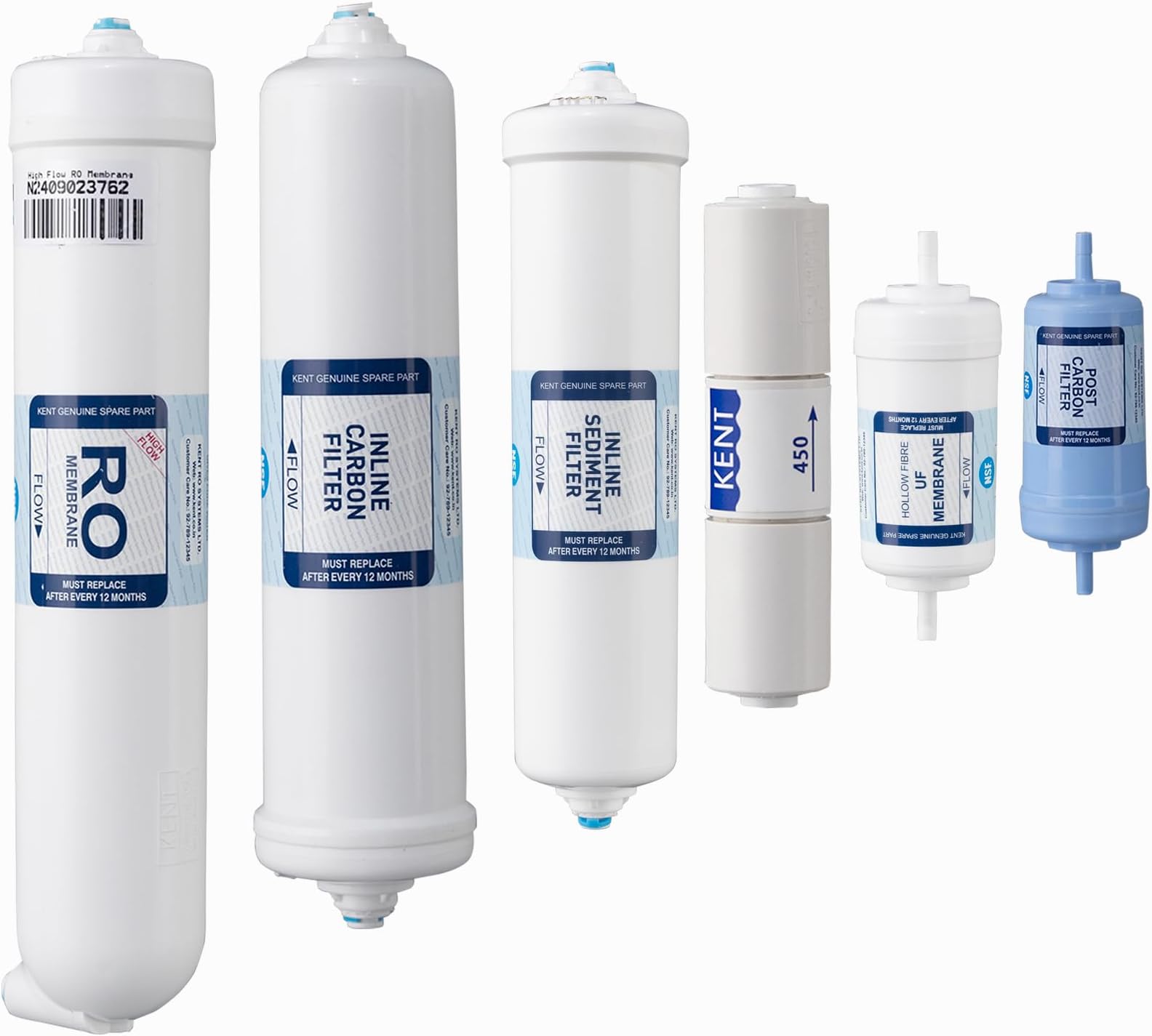 KENT AMC Spare Kit - RO Plus | Included Components High Flow RO Membrane, FRT 450, Inline Sediment Filter, Inline Carbon Filter, Hollow Fiber Membrane RO, Post Carbon Filter