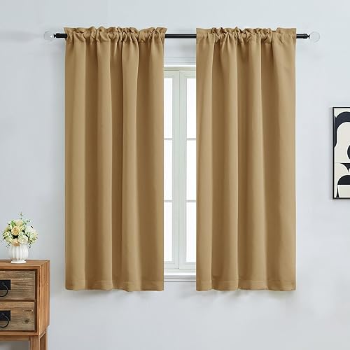 Miniatura 108 de OVZME Cortinas opacas turquesa para tratamiento de ventanas pequeñas, cortinas cortas con bloqueo de luz para ventana de cocina sobre el fregadero,
