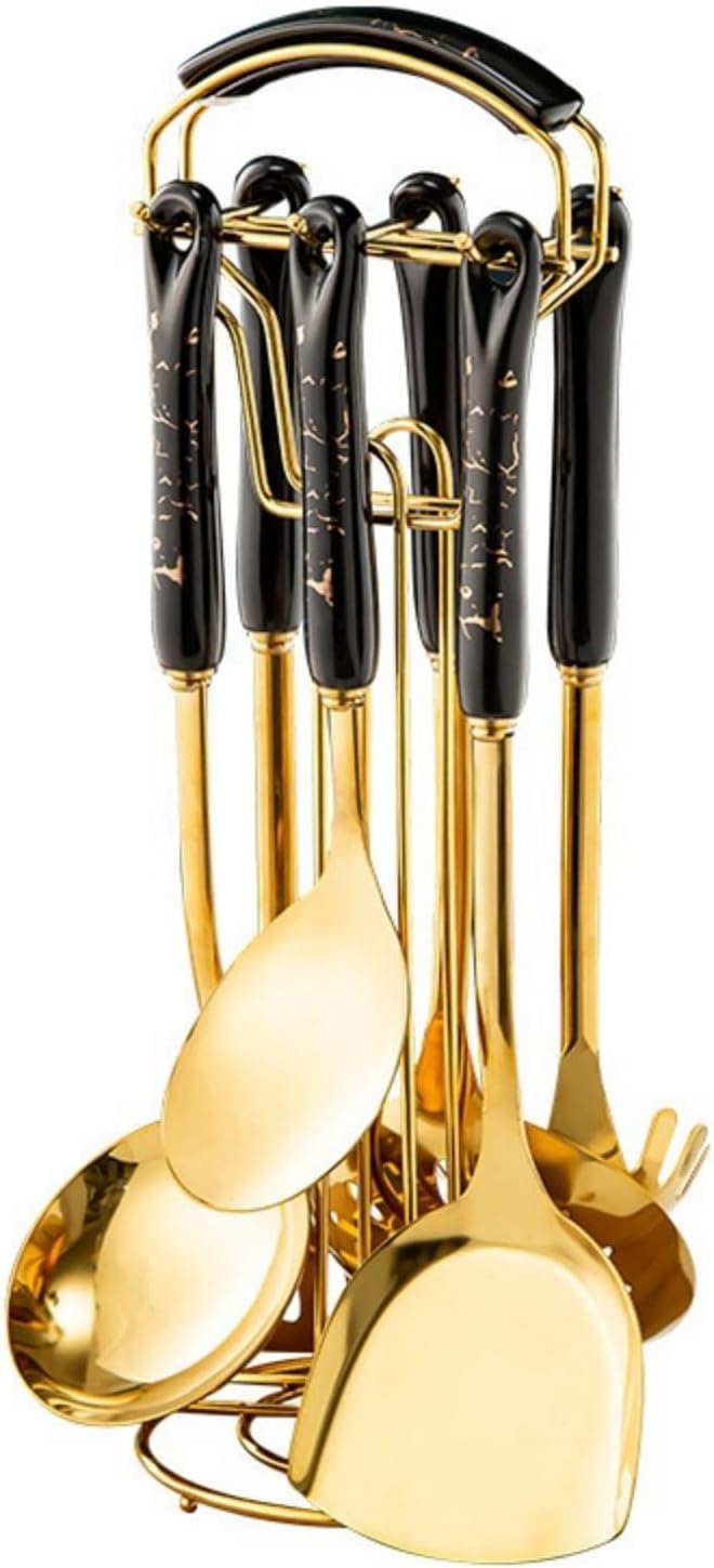 Kitchen Tools Set Stainless Steel Cooking Spatula Storage Cookware Rack Cookware Kitchen Tools Set Wall Mounted Kitchen Tools Luxury Kitchen Utensils Set Cooking Spatula and Ladle 7 Piece Set