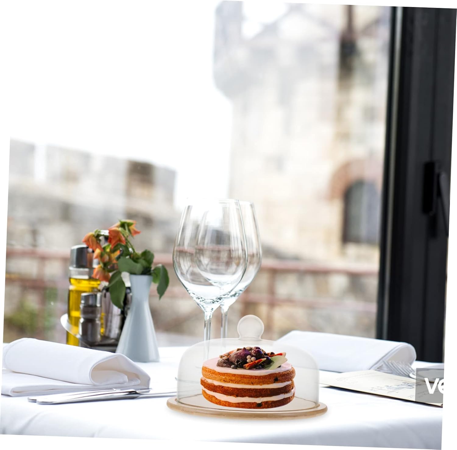 STOBAZA 1Set Transparent Glass Food Cover with Tray Cake Kit for Parties Design Keeps Food Clean and Fresh for Gatherings and Events