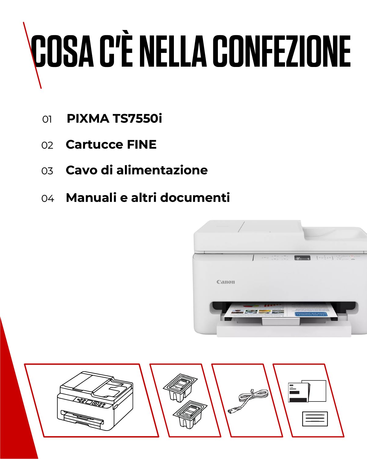 Canon PIXMA TS7550I Stampante Multifunzione Wi-Fi Alimentatore Automatico 35 fogli Stampa Smartphone