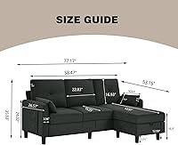 Vista 2 de Sofá modular convertible de 77 pulgadas, moderno sofá en forma de L de 3 asientos con otomana reversible y bolsillo de almacenamiento, sofás