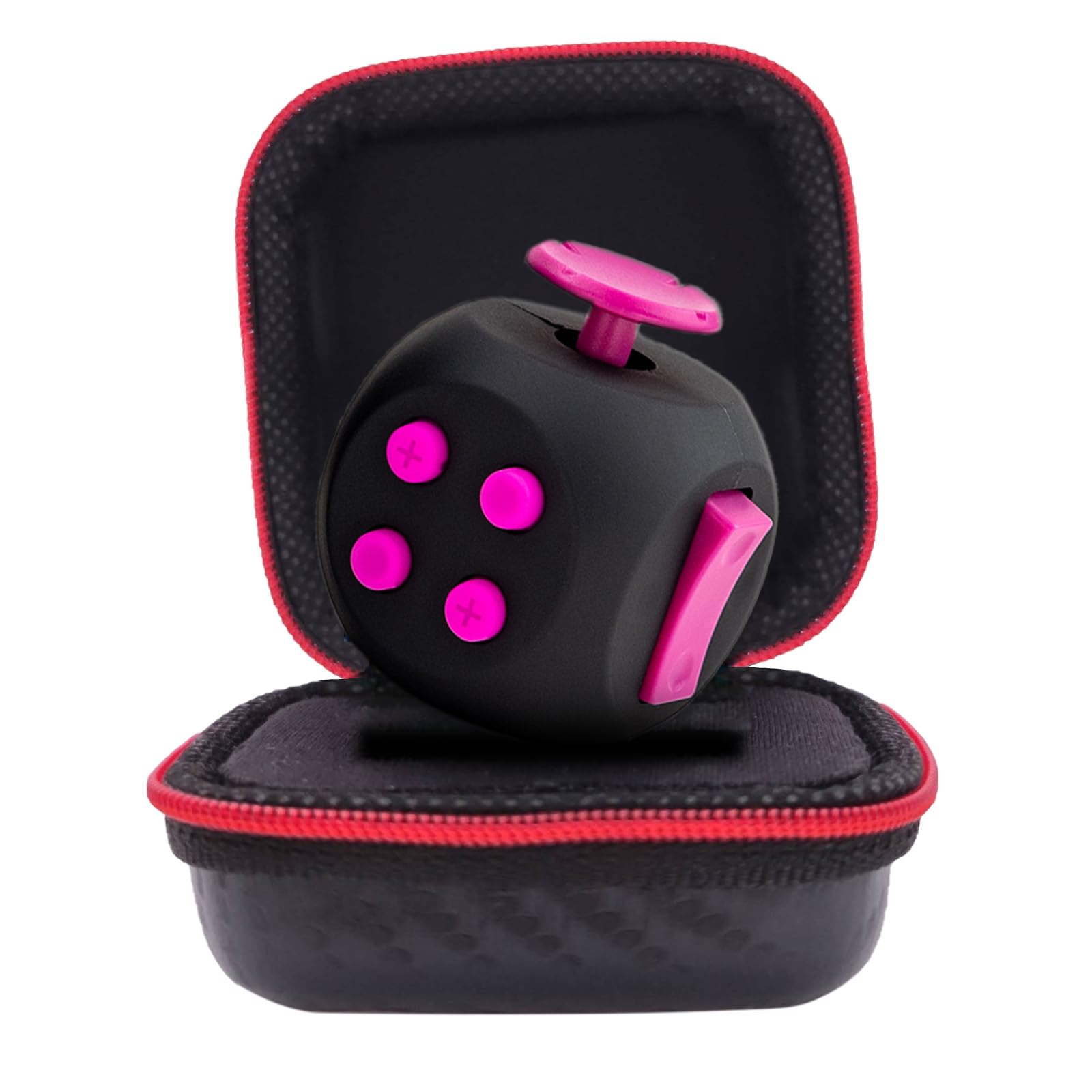 PILPOC theFube Fidget Cube - 6 Sided Toy for Adults and Kids - Stress Relief & Focus - Audible/Silent With Carry Case (Midnight-Rose)