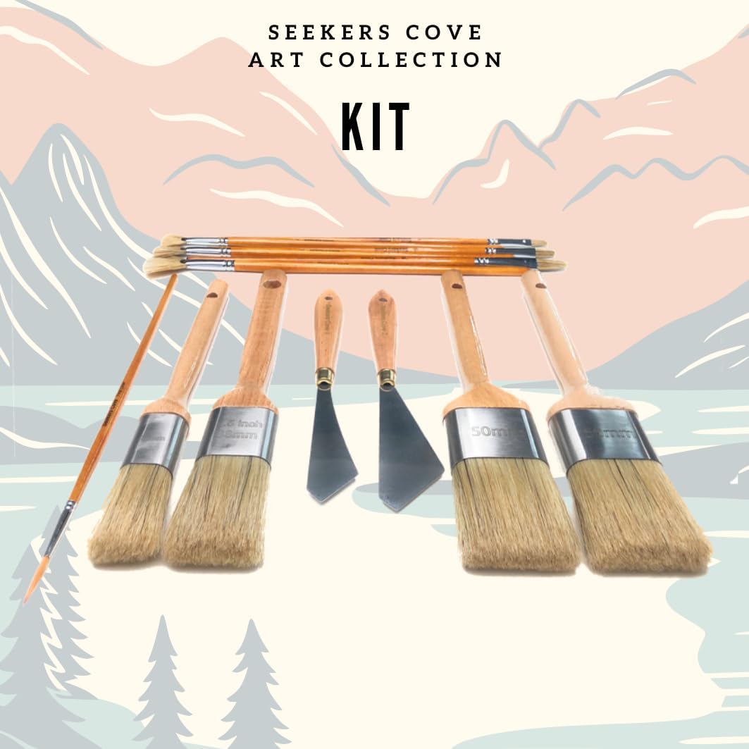 13 Piece Pro Paintbrush Kit - Landscape Brush Set - Wet on Wet - 1, 1.5, 2 Inch Blender Brush, Fan, Filbert, Knives, and Fineliner - Natural Bristle - Oil and Acrylic - Image 4